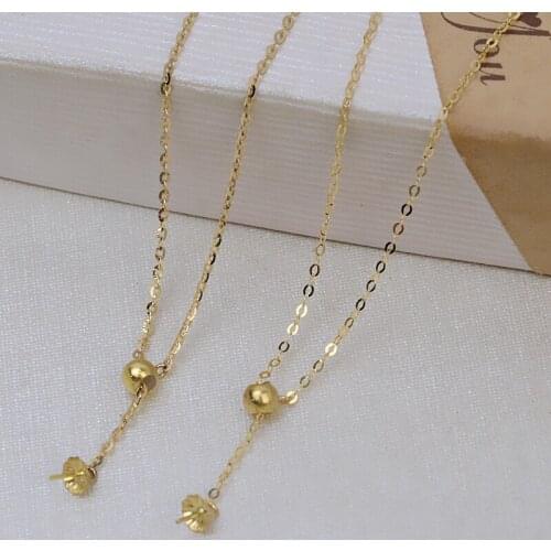 HOT CHEAP NICE QUALITY Adjustable 18K Yellow Gold Necklace Chain Mountings Settings Fittings AU750 Jewelry Nice Womens Gift