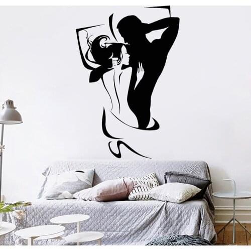 Romantic couple Wall Decal Love Couple Vinyl Wall Decals Hug men and women Bedroom Decoration Design Removable Stickers C075