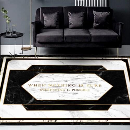 Nordic Luxury Blck White Geometric Marble Pattern Bedroom Carpet Rugs Fashion Living Room Rug Large Kichen Mats For Floor