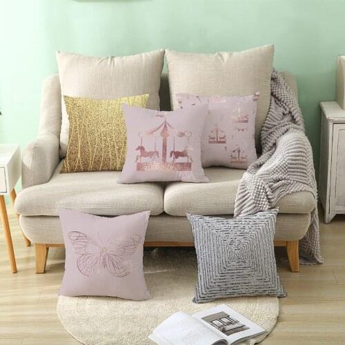 Rose Gold Pillowcase Balance Print Decorative Pink Cushion Cover Peachskin Throw Pillow Cover Sofa Decor Home Textile 45*45cm/Pc
