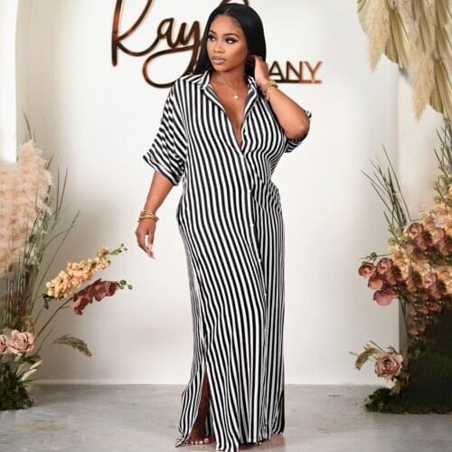 3XL Plus Size African Striped Shirt Blouse Long Dresses For Women 2021 Africa Clothes Dashiki Ladies Clothing Ankara Dress