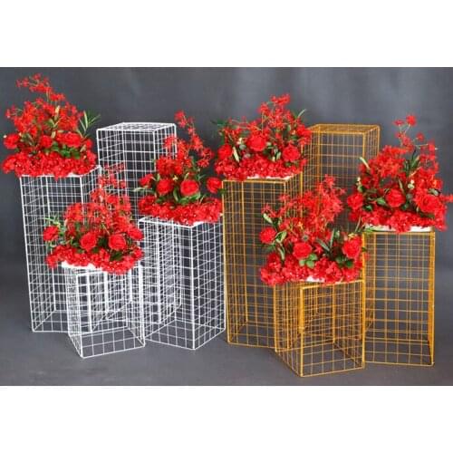 Wedding 4pcs grid plinth Iron square background stand table decoration road stage plinth
