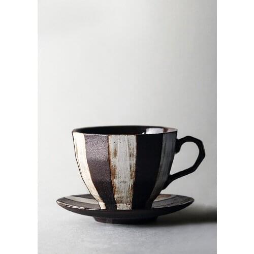 Handmade Vintage Porcelain Coffee Cup Saucer Sets Japanese Style Simple Cups Art Eco Friendly Xicara Afternoon Teaware EZ50DC