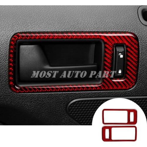 Carbon Fiber Inner Car Door Handle Bowl Cover Trim For Ford Mustang 2009-2013 Red/Black Car accesories interior Car decoration