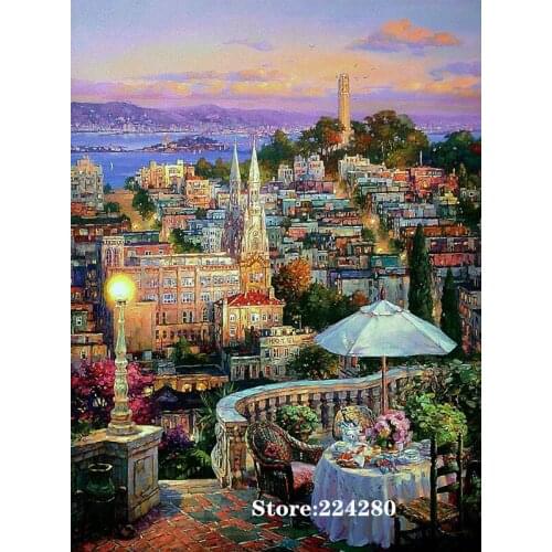 Town balcony scenery Needlework Cross stitch 14CT Unprinted Embroidery kit Art Cross-Stitching,DIY Handmade Home Decor