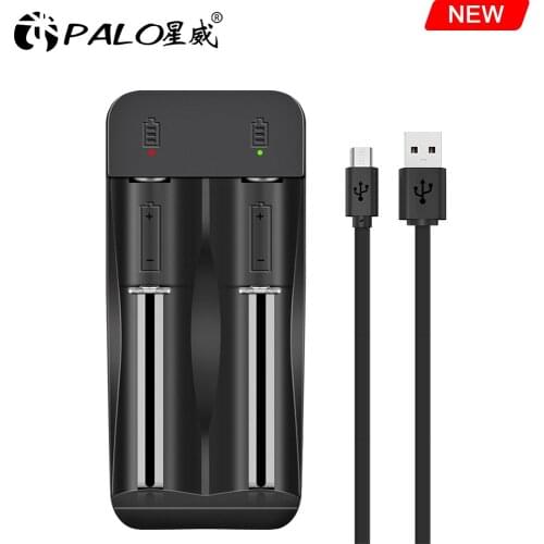 PALO 3.7V lithium Li-ion battery charger USB charger For Li ion rechargeable battery 14500 18650 16350 18500 26650 battery