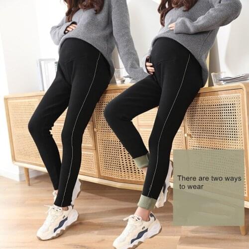 Winter ExtraLarge Pregnant Women Leggings Pants Plus Cashmere Thickening Pregnant Women Belly Pants Fat Mother Fat Pants