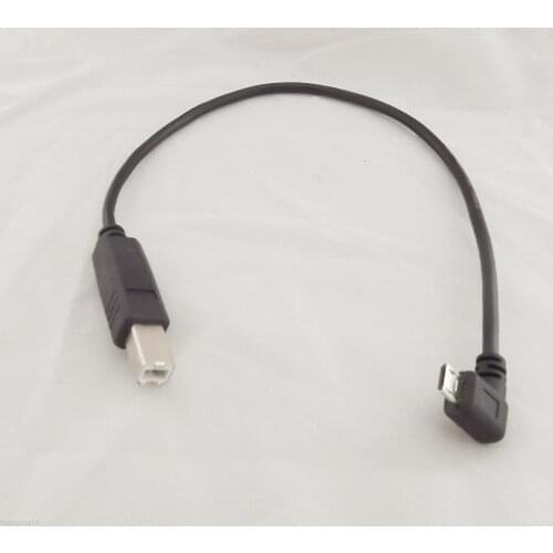 1pcs USB 2.0 B Male Plug To USB Micro 5 Pin Male Right Angled Adapter Cable Cord 25cm