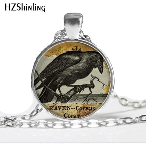 1 pc Raven Goth pendant, raven necklace, Halloween necklace jewelry, Art Glass raven jewelry Samhain blackbird
