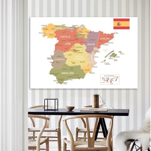 225*150 cm The Spain Map In Spanish Large Wall Poster Non-woven Canvas Painting Office Home Decoration Children School Supplies