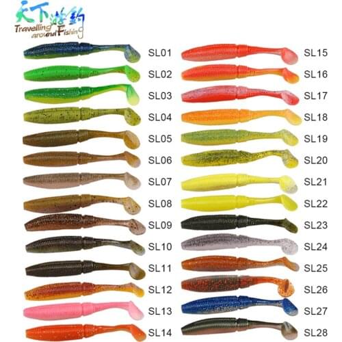 25Pcs/Pack T- Tail Lure 95mm 8.5g Jig Head Fishing Lure 28 Colors Isca Artificial Fishing Lures Trout Swimbait Peche A La Carpe