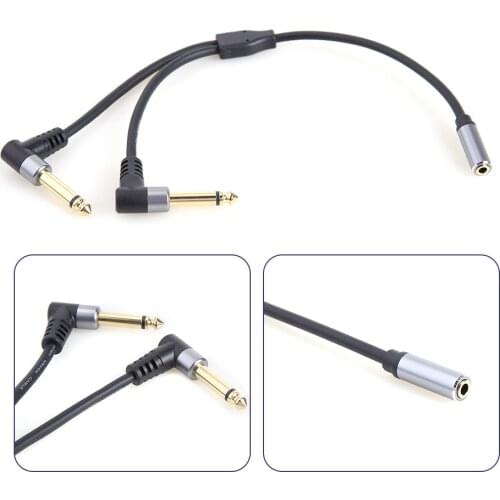 3.5 to double 6.5 computer mixer elbow audio cable aluminum alloy splitter adapter cable