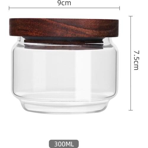 300ML Small Decorative Glass Tea Bottle Jars For Spice Food Candy Loose Tea Bags With Airtight Wood Lids Caps Stackable Vintage
