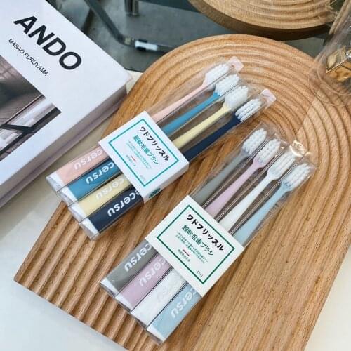 4pcs/lot Antibacterial Travel Toothbrush Adult Small Head Gingival Protection Soft Bristles Toothbrush Family