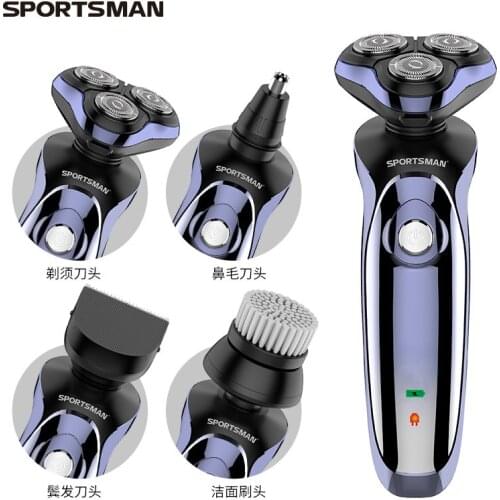 4in1 USB Rechargeable Electric Shaver 4D Floating Blade Razors Hair Clipper Nose Ear Hair Trimmer Men Facial Cleaning Brush