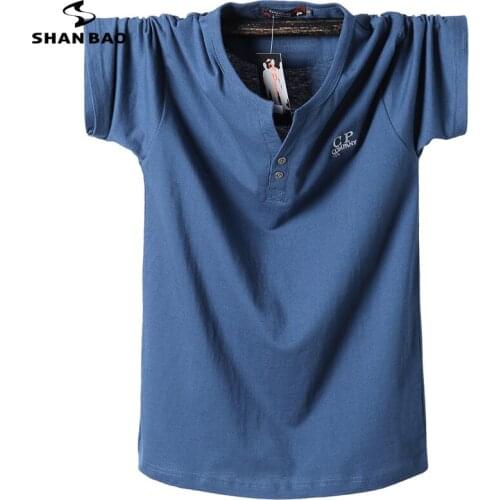 4XL 5XL 6XL 7XL 8XL plus size V-neck short-sleeved T-shirt 2021 summer classic style mens cotton loose casual brand T-shirt