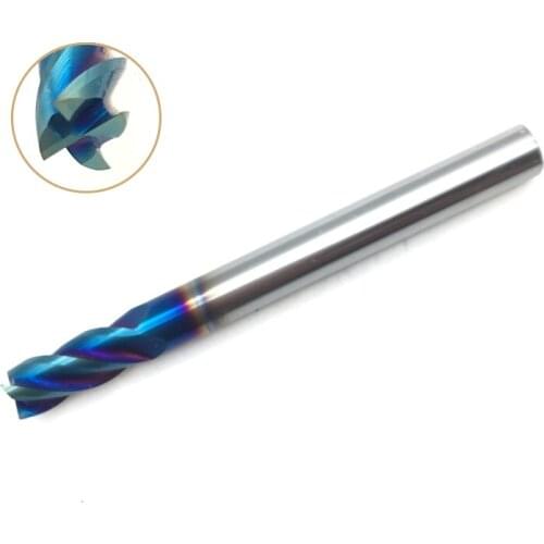 5mm End Mill HRC65 4Flute D5x50L Solid Carbide Fat End Mills Straight Shank nACo Blue Coated Milling Cutter Tool
