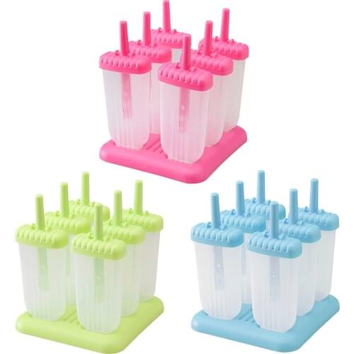 6 Cells DIY Popsicle Mold Ice Cream Maker Homemade Frozen Ice-lolly Mould Tray Reusable Children Kids Summer DIY Kitchen Gadgets