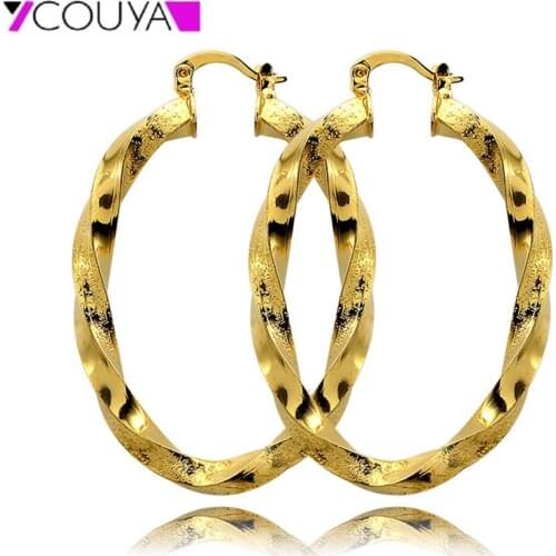 Big Round Hoop Earrings Oval Shape Large Circle Earrings High Polished Cross Earring Jewelry Exaggerated style for Momen