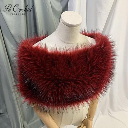 PEORCHID Burgundy Faux Fur Bridal Wrap Winter Warmly Wedding Jacket Formal Bolero Pink Evening Party Shawl Coprispalle Sposa