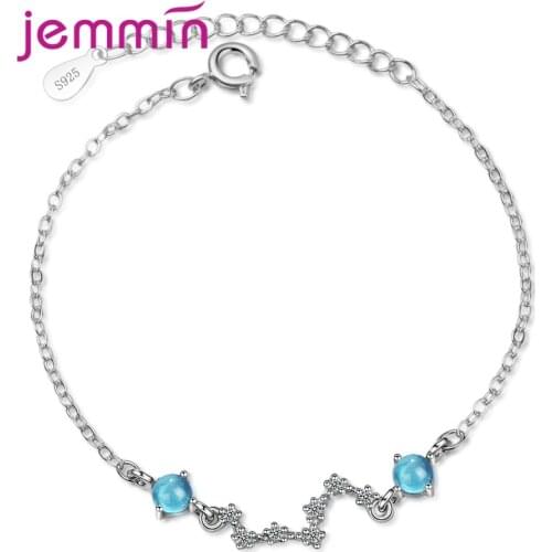 Blue CZ Bracelets for Women Girl Birthday Christmas Gift 925 Sterling Silver Popular Holiday Accessoires Jewelry Fast Shipping