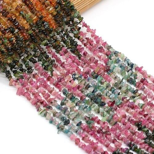Colorful Natural Stone Beads Irregular Freeform Chip Gravel Beads for Making Jewelry Necklace Size 3x5-4x6mm Length 40cm