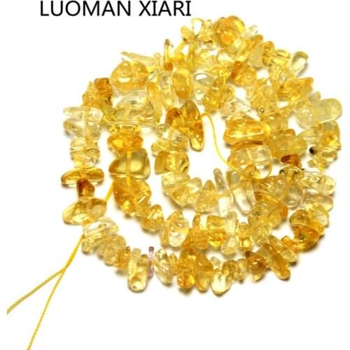 Wholesale Irregular Gravel Shape 5-8mm Natural Crystal Yellow Stone Beads For Jewelry Making DIY Bracelet Necklace 15