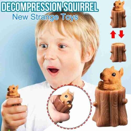 Evil Squirrel Cup Squirrel Relaxation Pen Holder Stump Squirrel Squeeze Toy Squirrel Cup