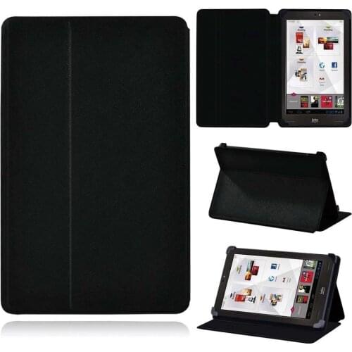 Tablet Case for Kobo Arc 7 Inch/10.1 Inch HD Portable Folding PU Leather Tablet Cover Case Pure Black+Free Stylus