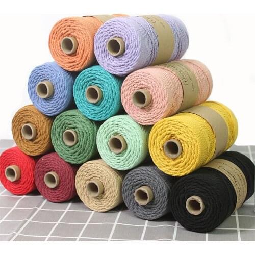 3mm Colorful Cord Rope Beige Twisted Macrame String 100% Cotton Macrame Cord 100m Wall Hanging Plant Hanger DIY Craft