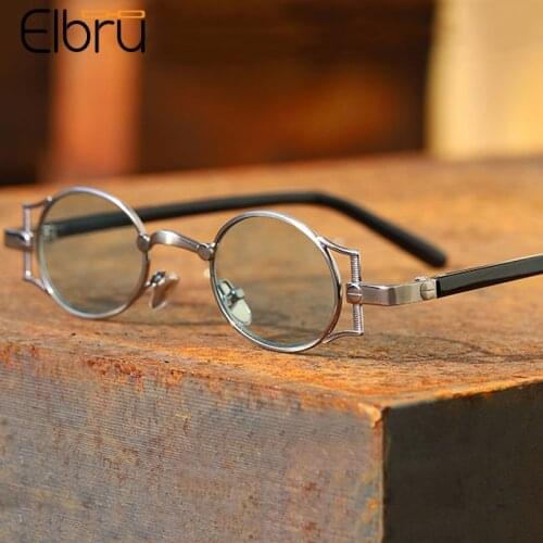 Elbru Vintage Small Oval Sunglasses Anti Blue Light Sun Glasses Men Driving Sunshades Punk Fashion Colorful Eyewear For Women