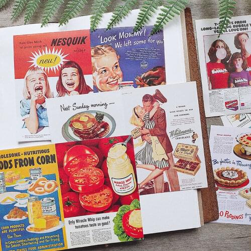 European and American vintage food poster stickers DIY scrapbooking base collage mobile phone computer decoration stickers