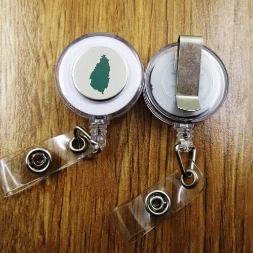 Saint Lucia ID Badge Reel gift for him/her friend family retractable recoil id badge holder work fun