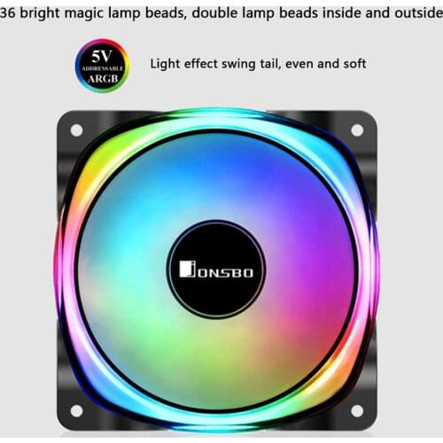JONSBO FR-701 4Pin PWM Fan 120mm Computer Case Fan RGB Lighting Silent Computer Chassis Fan CPU Cooler Cooling Fan PC Cooler