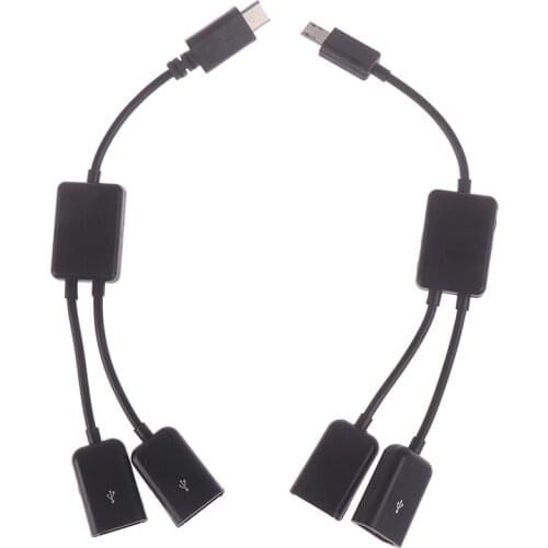 Micro USB/ Type C To 2 OTG Dual Port HUB Cable Y Splitter For Tablet/Android/Mouse Keyboard Micro-USB Type-C Adapter Converter