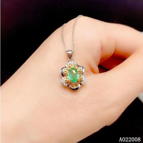 KJJEAXCMY fine jewelry 925 pure silver inlaid natural emerald girl new Pendant elegant Necklace vintage support test