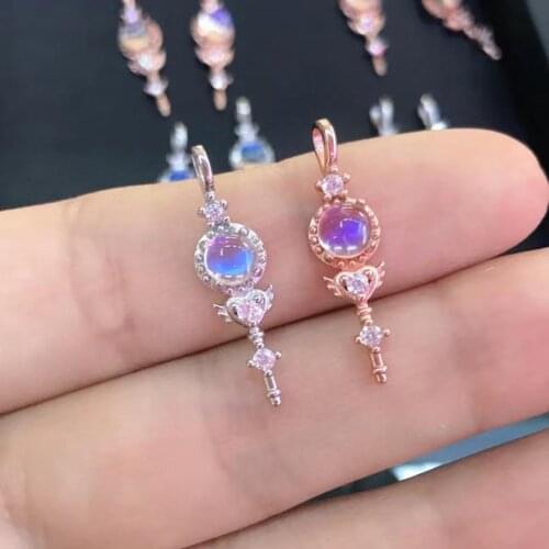 Beautiful Natural Moonstone Sailor Moon Fairy Magic Stick Pendant Necklace In 925 Sterling Silver Jewelry For Gfit