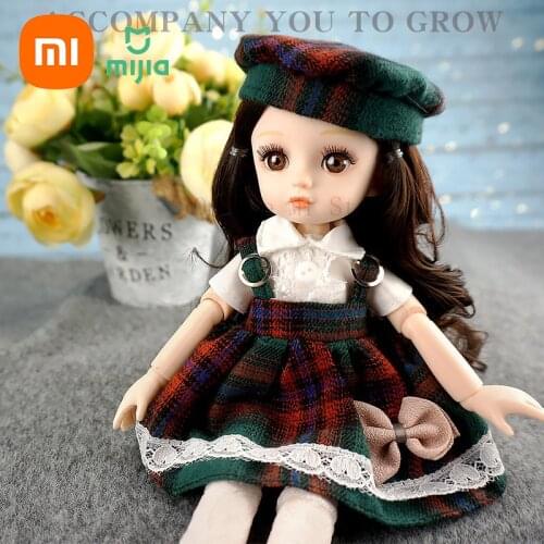 New 10 Inch BJD Doll 13 Movable Joints 1/6 Makeup Dress Up Long Wig Princess 3D Eyes Doll For Girl Children Birthday Gift