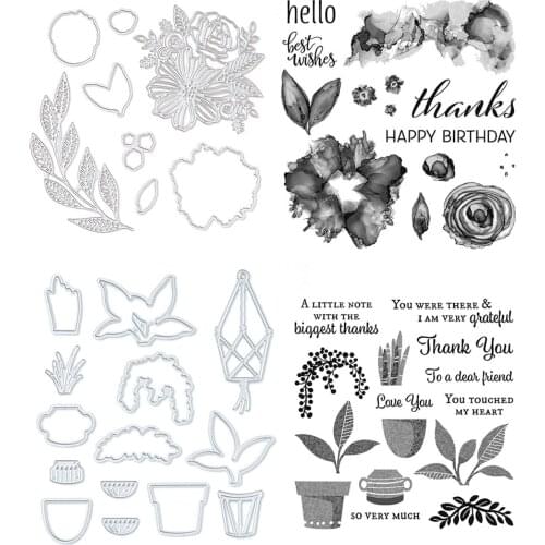 Metal Cutting Dies Plants Flower series DIY Scrapbooking Album Decoration Embossing Paper Card Craft Silicone Clear Seal Stamps