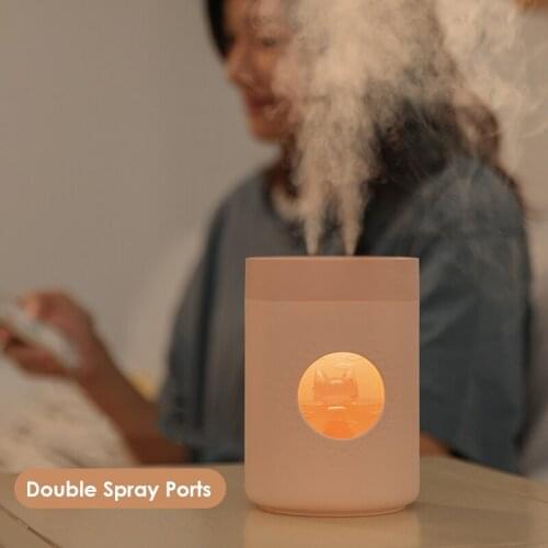 Mini USB Desktop Ultrasonic Air Humidifier Crystal Cat Style Water Diffuser 800ML Capacity Double Spray Outlet Mist Maker