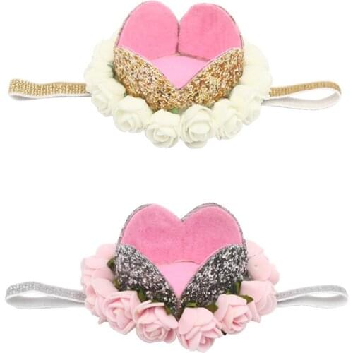 Miss Cute Birthday Party Headband Crown Headband Glitter Decor Flower Birthday Gift Hairbands Handmade Wholesale Hair Accessory