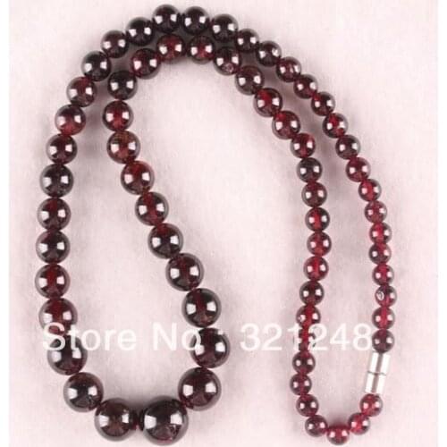 Fashion Shopping new 2014 diy Natural 5-11mm Garnet Bead Necklace 17''AAA+ GE1229