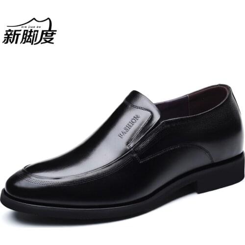 Mens Business Dress Shoes Wedding Shoes Leather Men Formal Footwear Slip-On Height increasing Shoes Elevator Shoes