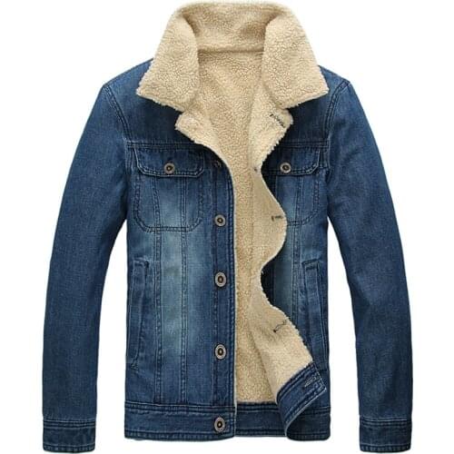 Denim jacket with fur men autumn winter coat 2018 male streetwear jeans jacket outerwear denim jacket with fur for men FF1327 L