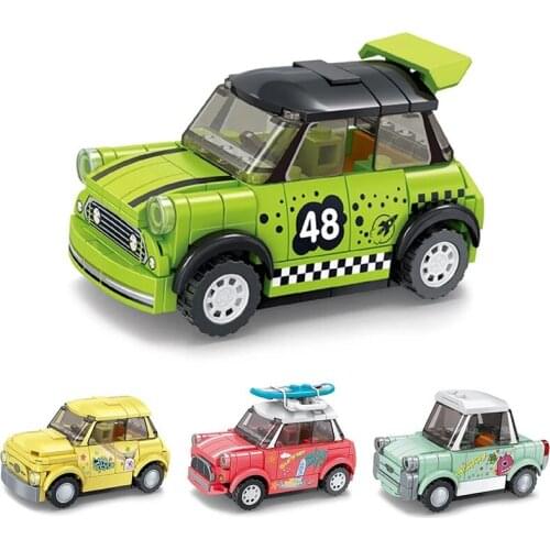 New childrens toy classic retro mini sports car speed champion building block car model DIY boy girl gift box