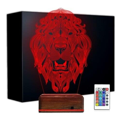 Modern New 3D LED lamp Table Night lamp 16 Color Controlled Football Fans Lion V1 Desk lamp