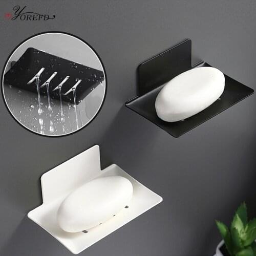 OYOREFD Wall Mounted Carbon Steel Soap Holder Creative Bathroom Drain Soap Tray Shower Soap Holder Bathroom Accessories