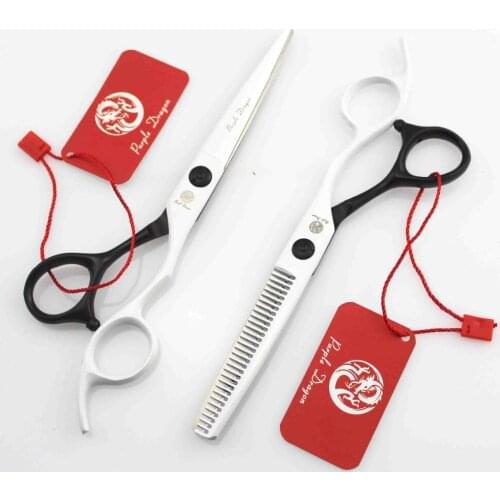543# 6'' Brand Purple Dragon TOP GRADE Hairdressing Scissors 440C 62HRC Barbers Cutting Scissors Thinning Shears Hair Scissors