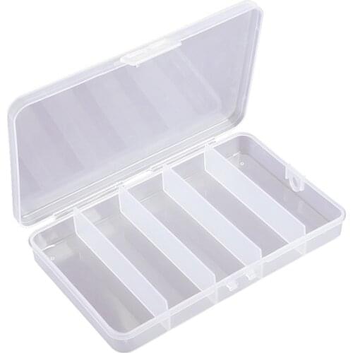 Fishing Tackle Boxes Fixable 5 Compartment Plastic Storage Box Case Holder Fish Lure Bait Hooks Tackle