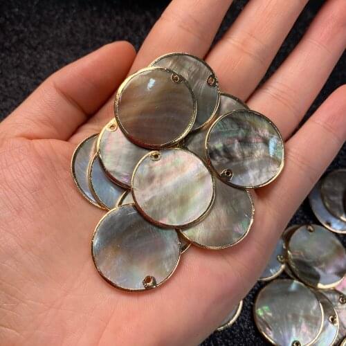 Natural Black Shell Pendant Round Mother of Pearl Charms Pendants For Jewelry Making DIY Earring Necklace Accessories